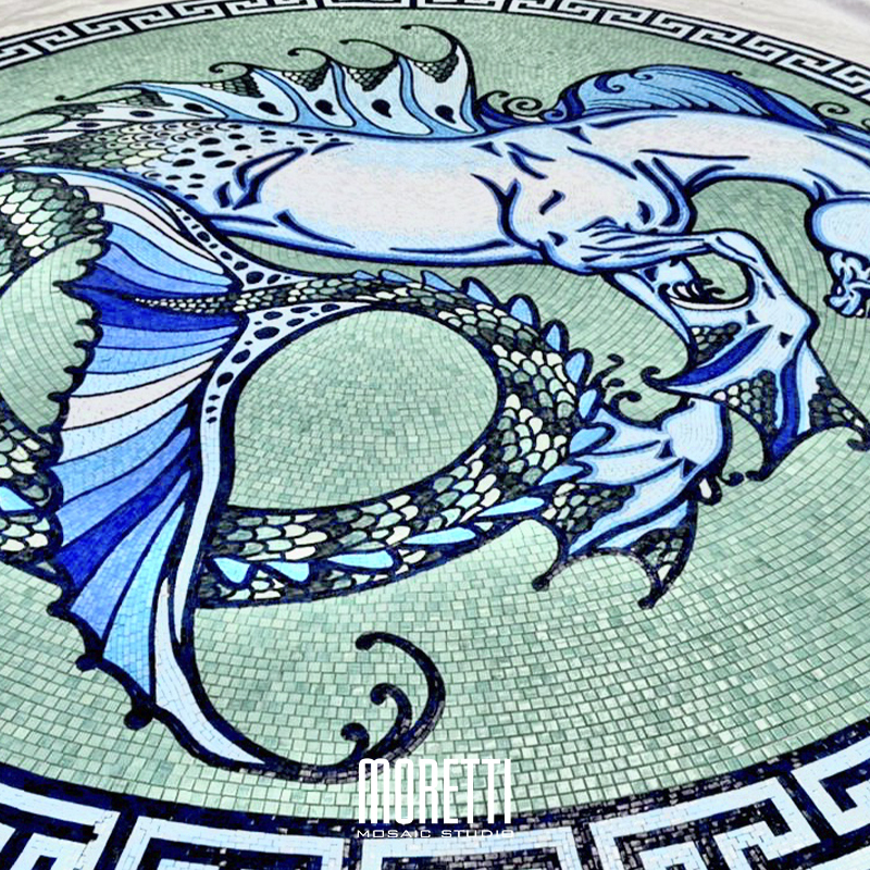 Handmade mosaic ready to be shipped and installed.